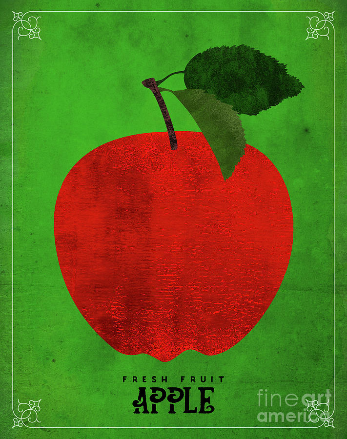 Vintage Digital Art - Fruit 02_Apple by Bobbi Freelance