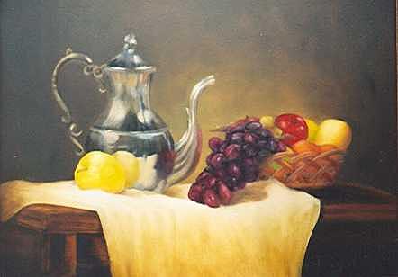 Fruit and Pewter Painting by Ruth Ann Sturgill Fruit and Pewter Painting by Ruth Ann Sturgill