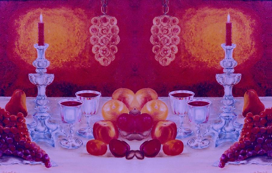 Fruit and Wine buffet Painting by Deborah D Russo