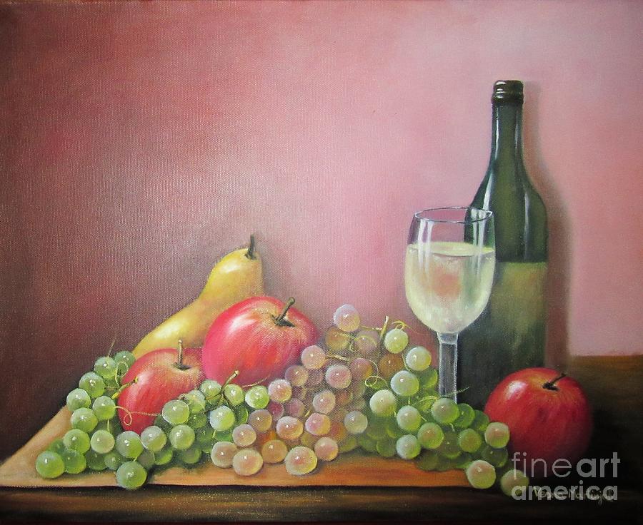 Wine Painting - Fruit And Wine by Vesna Martinjak