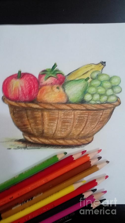 Pen and ink illustration fruit basket pear apple orange on Craiyon-saigonsouth.com.vn