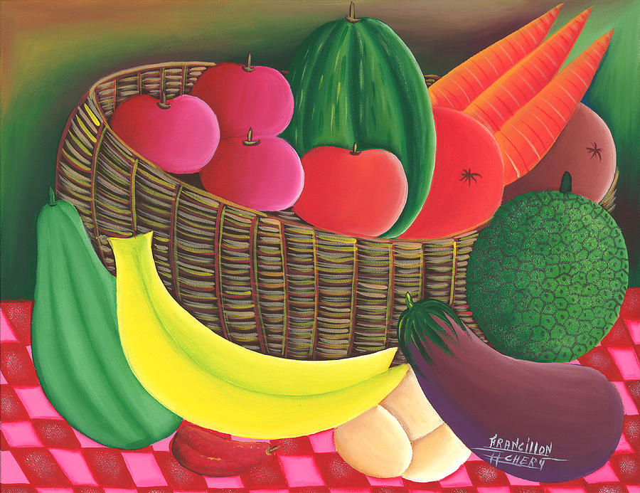 Fruit Basket Painting By Francillon Chery Fine Art America   Fruit Basket Francillon Chery 