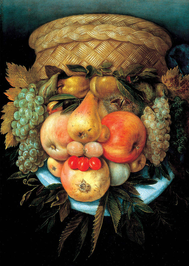 Fruit Basket Painting by Giuseppe Arcimboldo