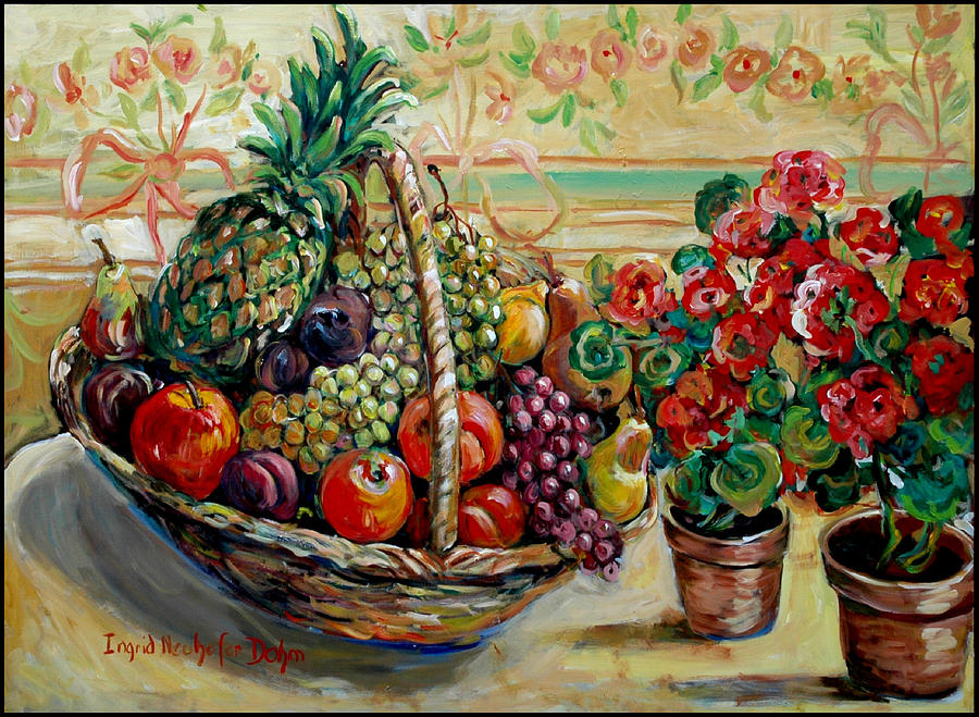 Fruit Basket Painting by Ingrid Dohm