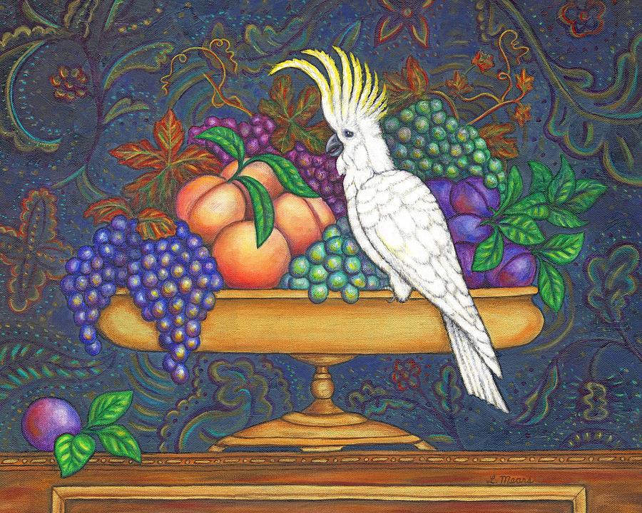 Bird Painting - Fruit Bowl and Cockatoo by Linda Mears