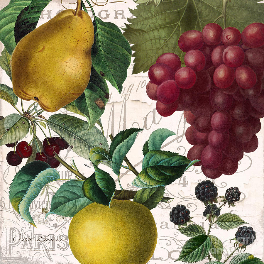 Grape Painting - Fruit Bowl II by Mindy Sommers