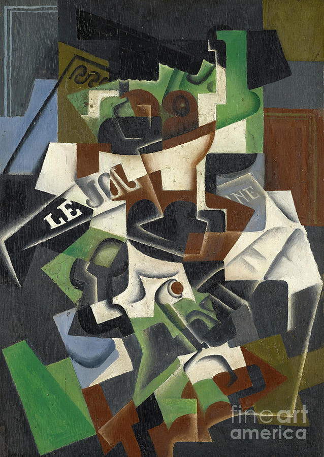 Fruit Bowl, Pipe and Journal, 1917  Painting by Juan Gris