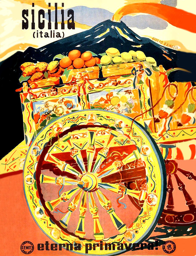 Vintage Painting - Fruit carriage from Sicily by Long Shot