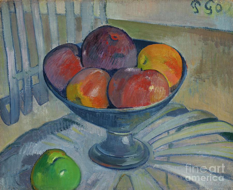Fruit dish on a Garden Chair Painting by Paul Gauguin