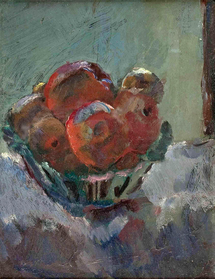 Fruit in Ceramic Bowl Painting by Anton Faistauer