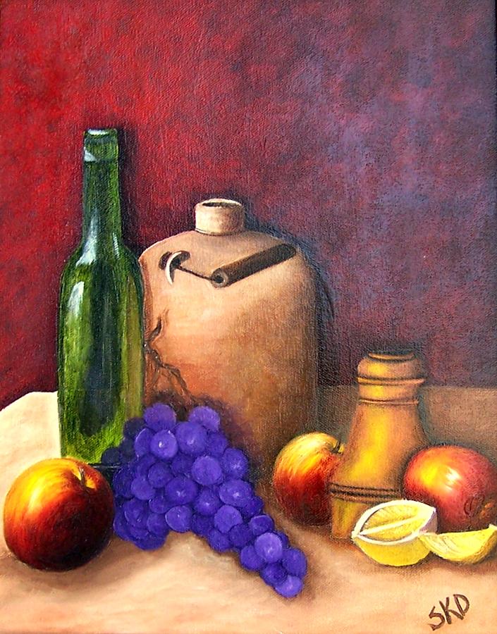 Fruit Jug and Wine Bottle Painting by Susan Dehlinger