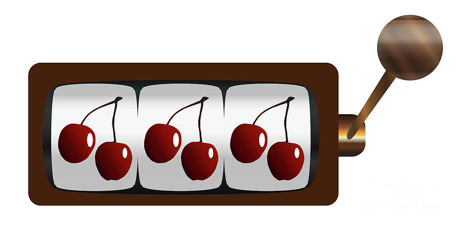 Fruit Machine Three Cherries Win With Handle And Knob Digital Art By Bigalbaloo Stock