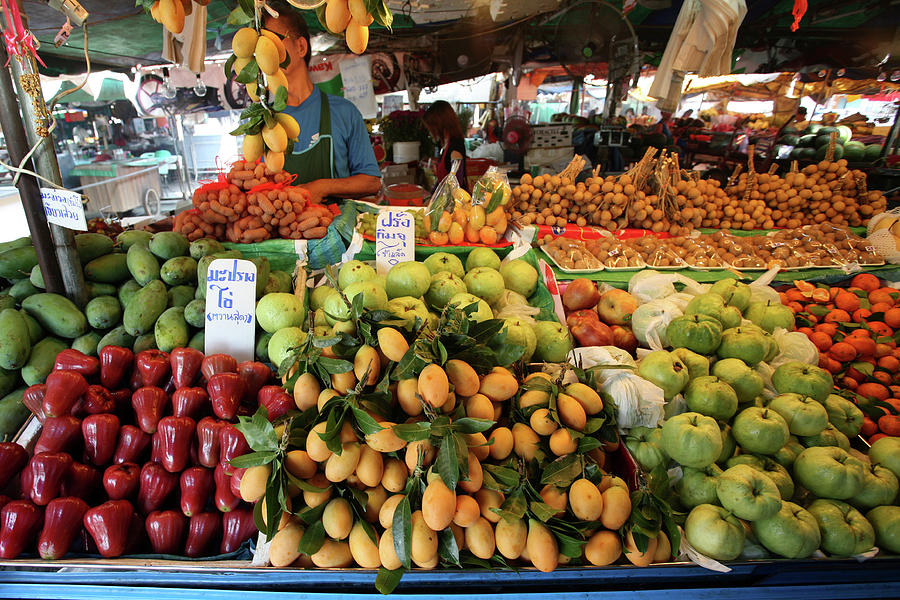 Tropical Fruits in Fruit Market Krabi Town #1 Photograph by Aivar Mikko