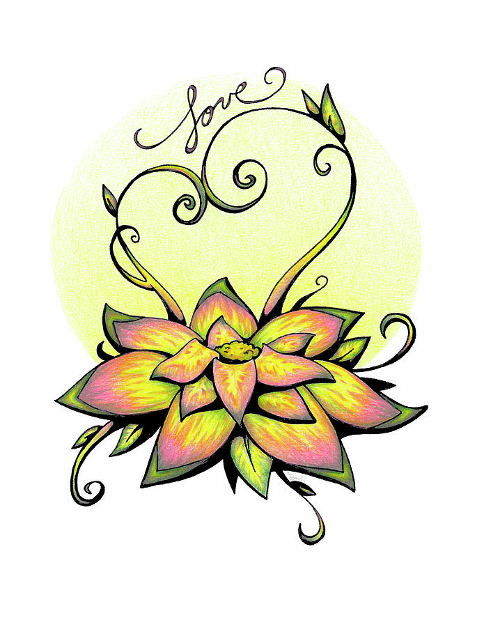 Inspirational Flower LOVE Drawing by Sipporah Art and Illustration