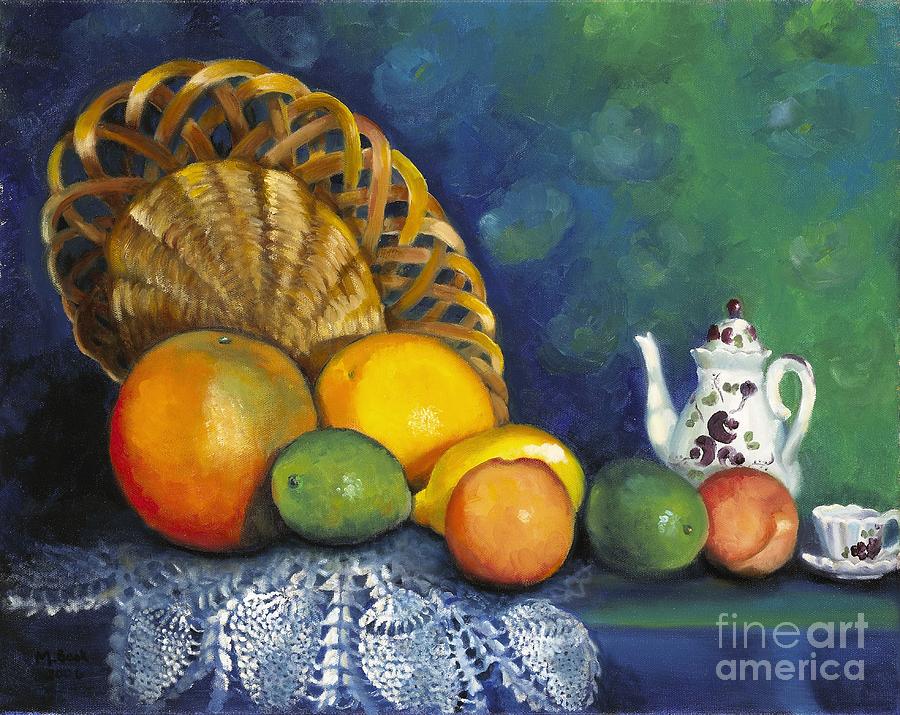 Still Life Painting - Fruit on Doily by Marlene Book