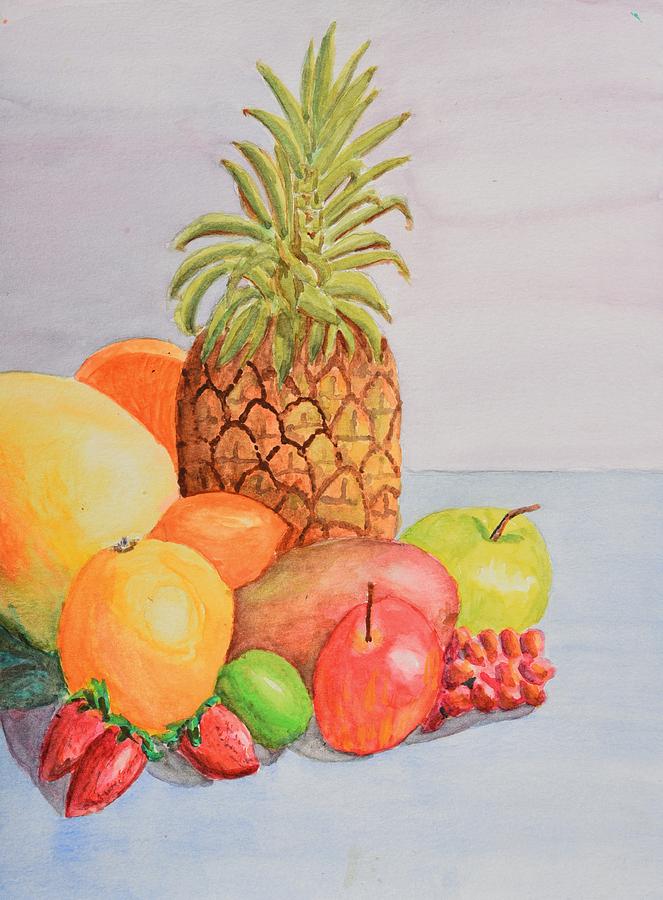 Fruit on Table Painting by Linda Brody