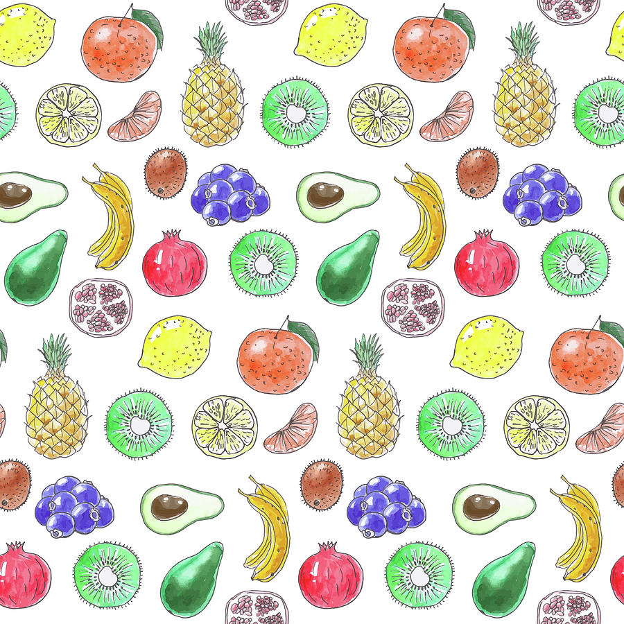 Fruit pattern Mixed Media by Katerina Kirilova - Fine Art America