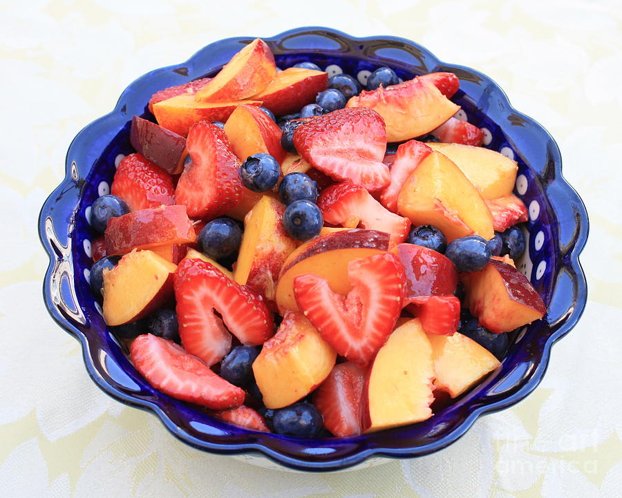 Fruit Salad in Blue Bowl Photograph by Carol Groenen
