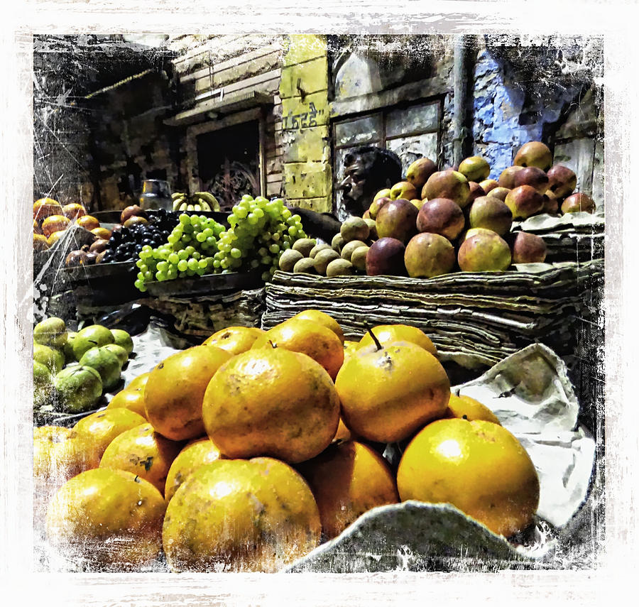 Fruit Photograph - Fruit Seller Blue City Street India Rajasthan 1a by Sue Jacobi