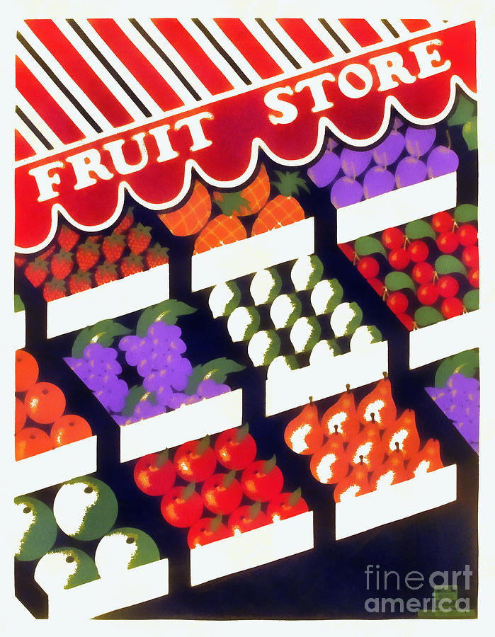 Fruit Store Vintage WPA Poster Painting by Edward Fielding