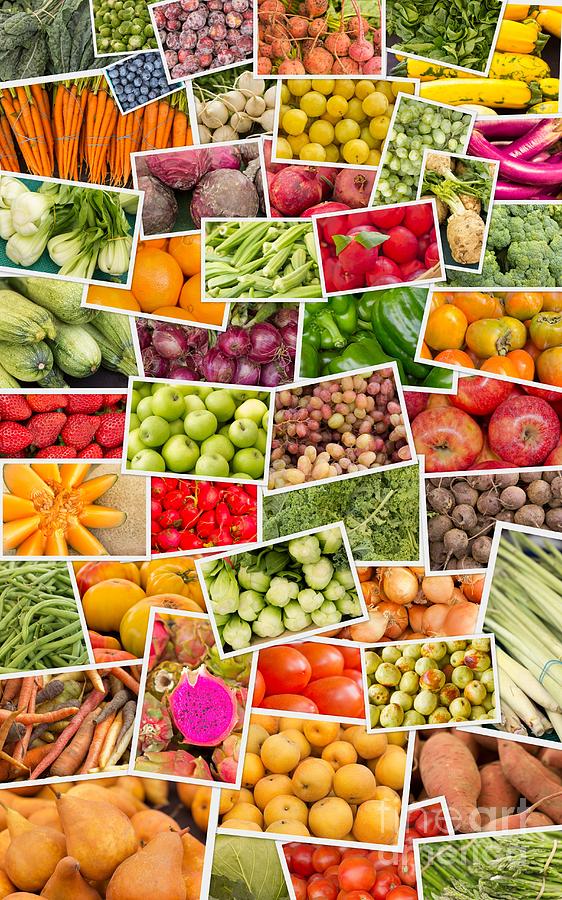 collage of fruits and vegetables