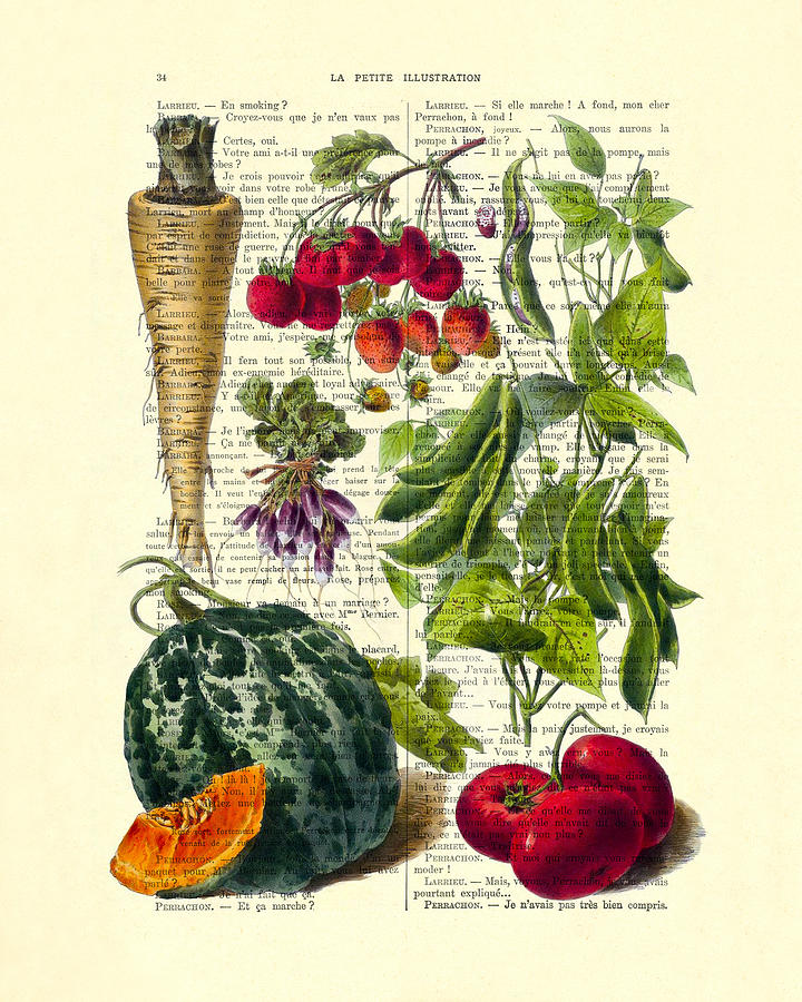 Still Life Digital Art - Fruits and vegetables kitchen decoration by Madame Memento