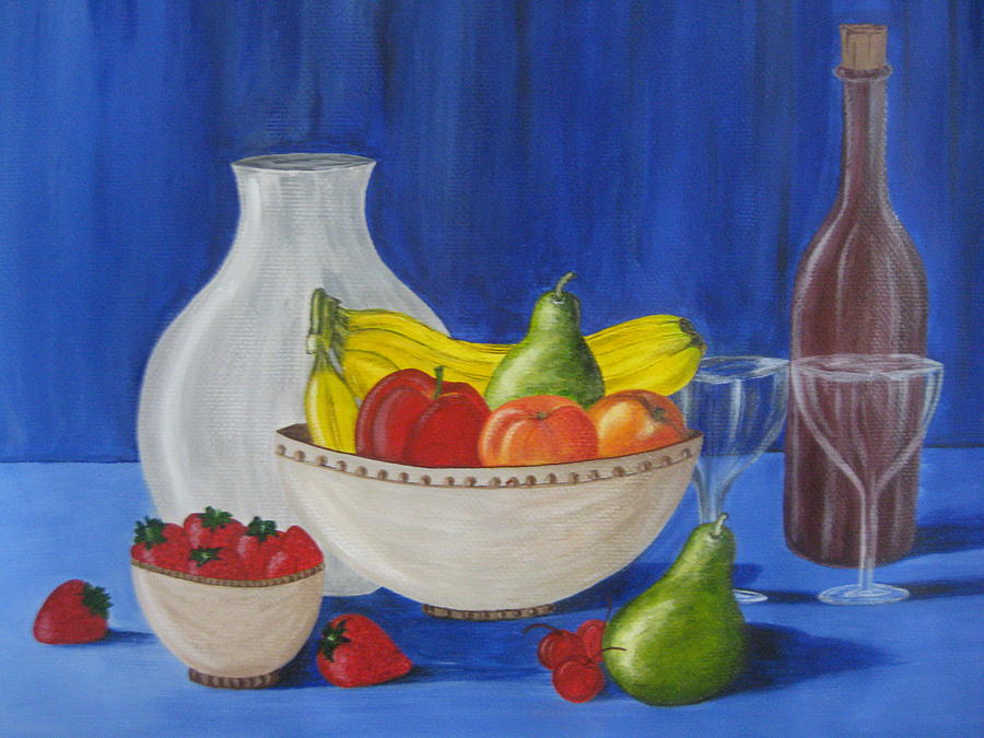 Fruits And Wine Painting by Swathi Kurunji - Fine Art America