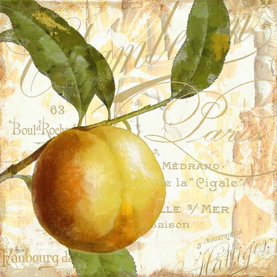 Golden Pear Painting - Fruits dOr Golden Peach by Mindy Sommers