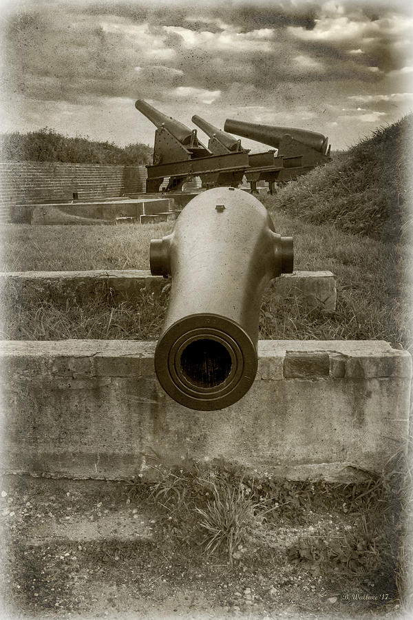 Ft McHenry Cannons - Sepia Mixed Media by Brian Wallace