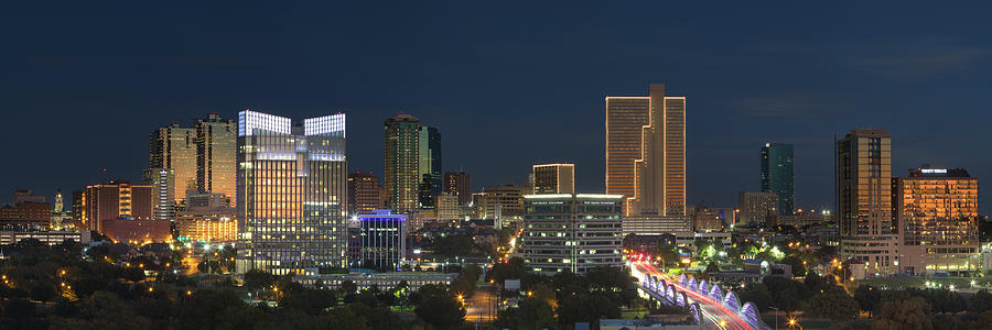 Downtown Fort Worth Photograph - Ft Worth Skyline on a Fall Night 2 by Rob Greebon