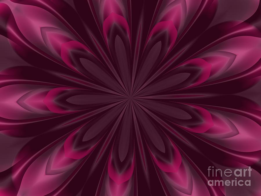 Abstract Digital Art - Fuchsia Pink Satin Shadows Fractal Abstract Kaleidoscope Mandala k07 by Rose Santuci-Sofranko
