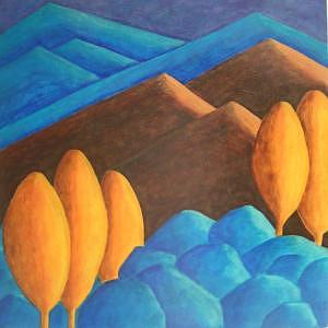 Blue Painting - Fudge Mountains by Lili Vanderlaan Blue Painting - Fudge Mountains by Lili Vanderlaan