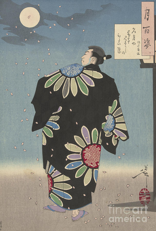 Actor Painting - Fukami Jikyu in moonlight,1887 by Tsukioka Yoshitoshi