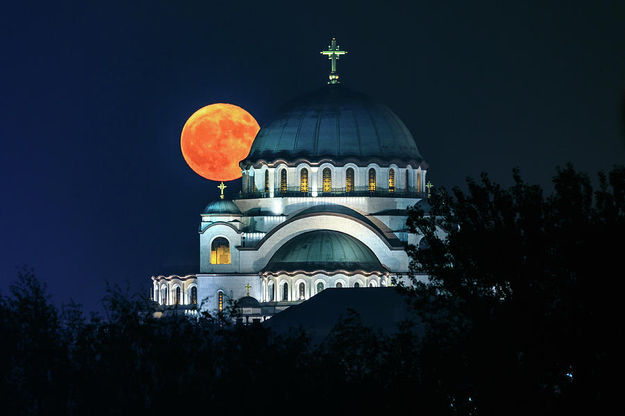 Moon Photograph - Full Blood Moon over the magnificent St. Sava Temple in Belgrade by Dejan Kostic Moon Photograph - Full Blood Moon over the magnificent St. Sava Temple in Belgrade by Dejan Kostic