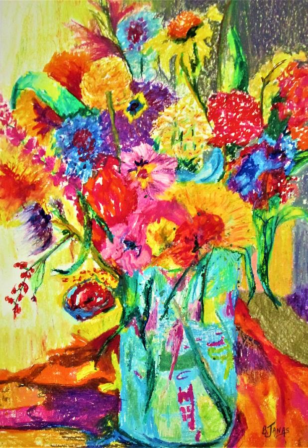 Flowers Color Painting - Full Bloom by B Janas Flowers Color Painting - Full Bloom by B Janas