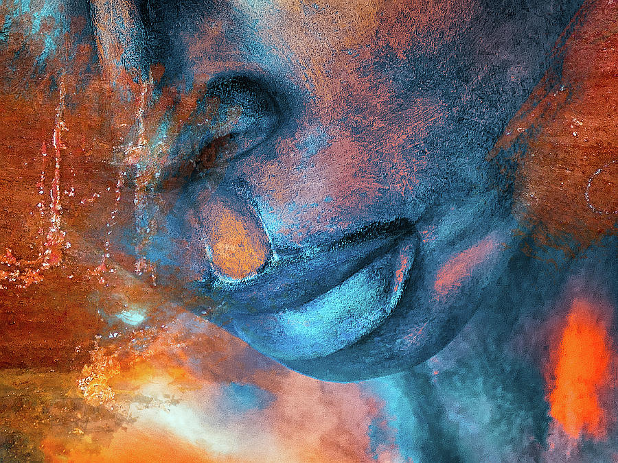 Full blue lips Digital Art by Gabi Hampe