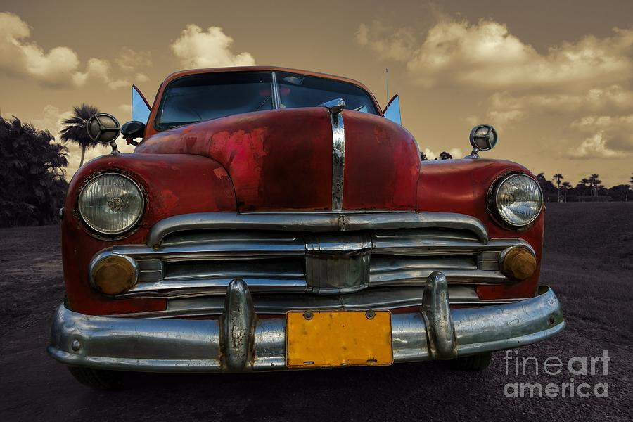 Full Classic Car In Rural Setting In Cuba Photograph