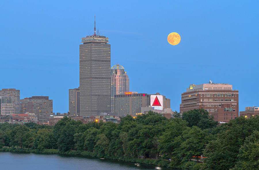 Full Moon Across Boston Skyline Photograph by Juergen Roth