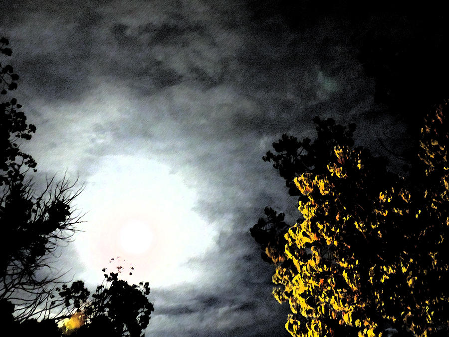Full Moon After Storm Digital Art