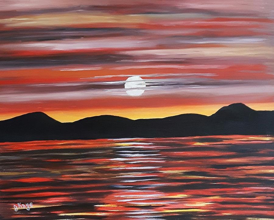 Full Moon At Dusk Painting by Janice Kaye