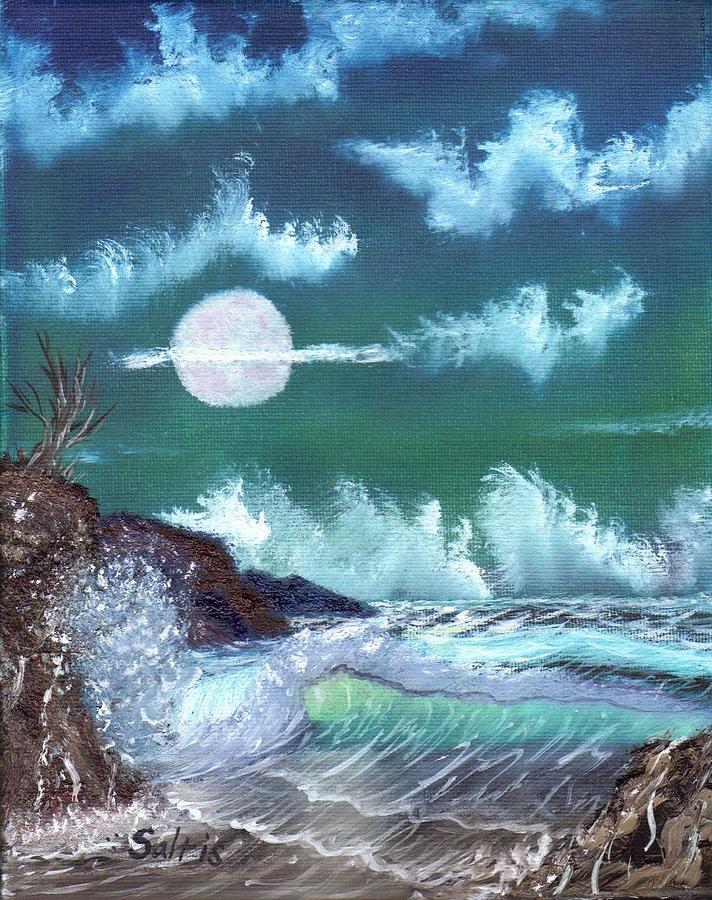Full Moon at Sea Painting by Jim Saltis