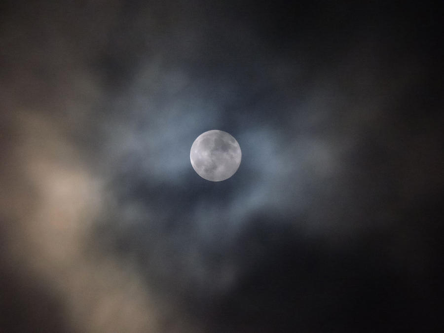 Full Moon Between Misty Clouds Photograph by Andrea Freeman - Fine Art ...