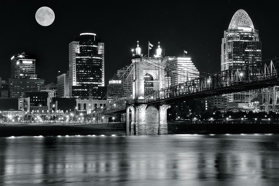 Full Moon Black Night in Cinci Photograph by Frozen in Time Fine Art Photography