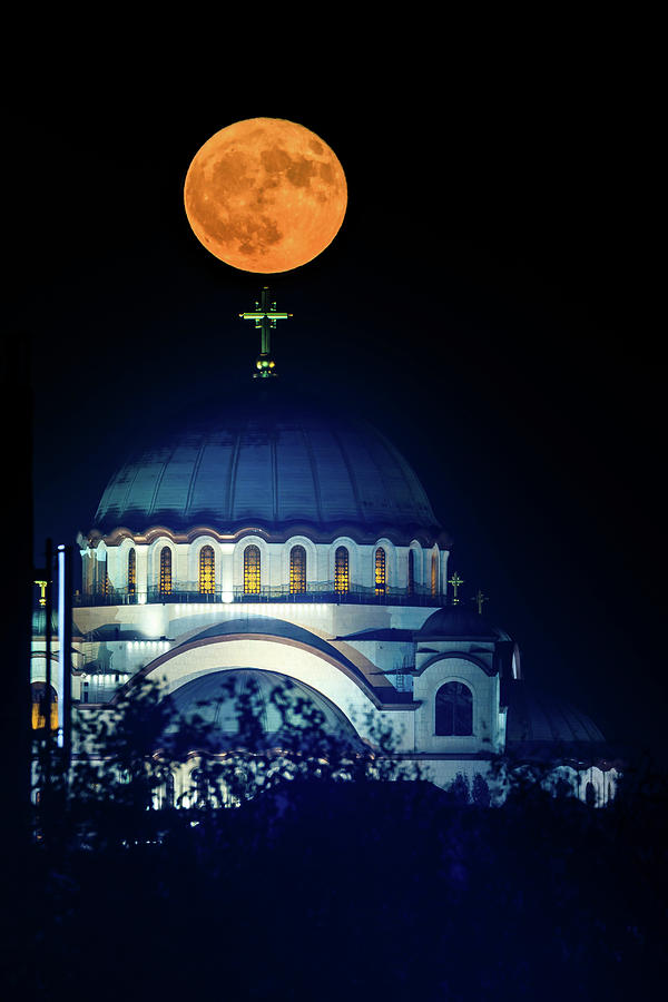 Moon Photograph - Full Moon directly over the magnificent St. Sava Temple in Belgrade by Dejan Kostic Moon Photograph - Full Moon directly over the magnificent St. Sava Temple in Belgrade by Dejan Kostic