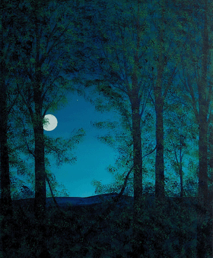 Full Moon Forest Painting by David Hawken