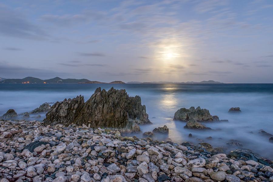 Moon Photograph - Full Moon From Drunk Bay by Tim Sullivan
