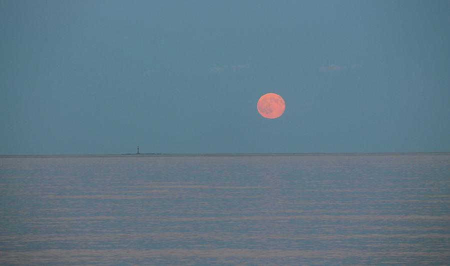Full Moon from Long Sands Beach Maine 1 Photograph by Michael Saunders