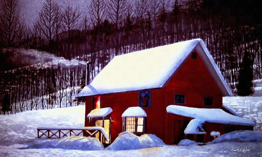 Winter Painting - Full Moon In Vermont by Frank Wilson