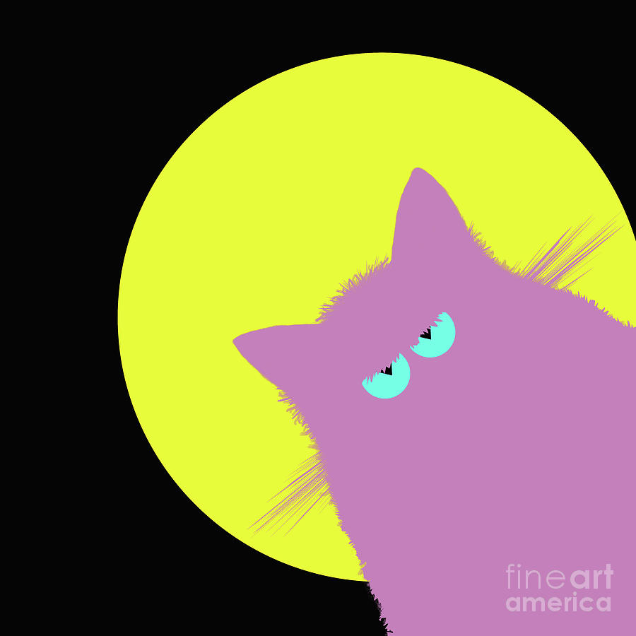 Full Moon Lilac Cat Digital Art by Zaira Dzhaubaeva