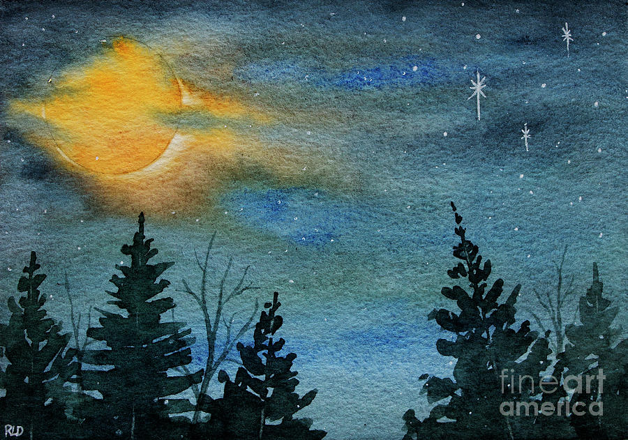 Full Moon Night Painting by Rebecca Davis